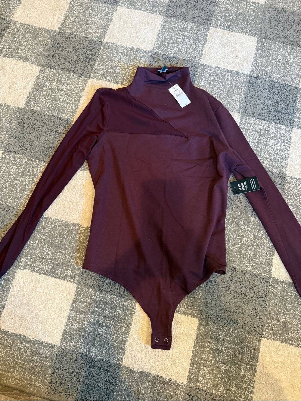 Express Burgundy Long Sleeve Turtleneck Bodysuit